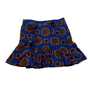 Grass Fields 100% cotton African Print Ruffle mini Skirt Size 18